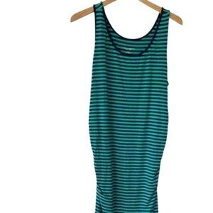 Green and Blue Striped Maternity Dress